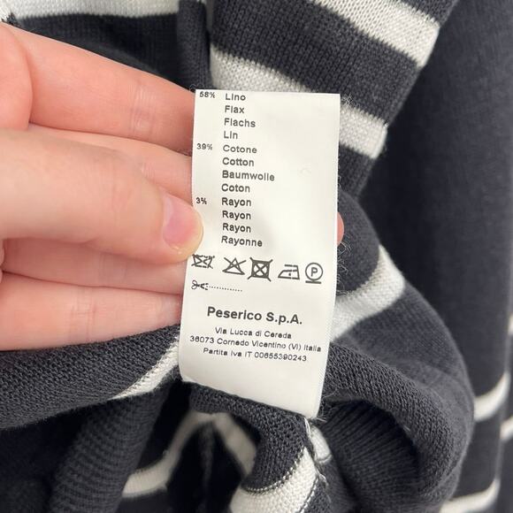 Peserico Linen-Blend Luxury Italy Asymmetric Metallic Stripe Sweater Size 38/XS - Picture 10 of 12